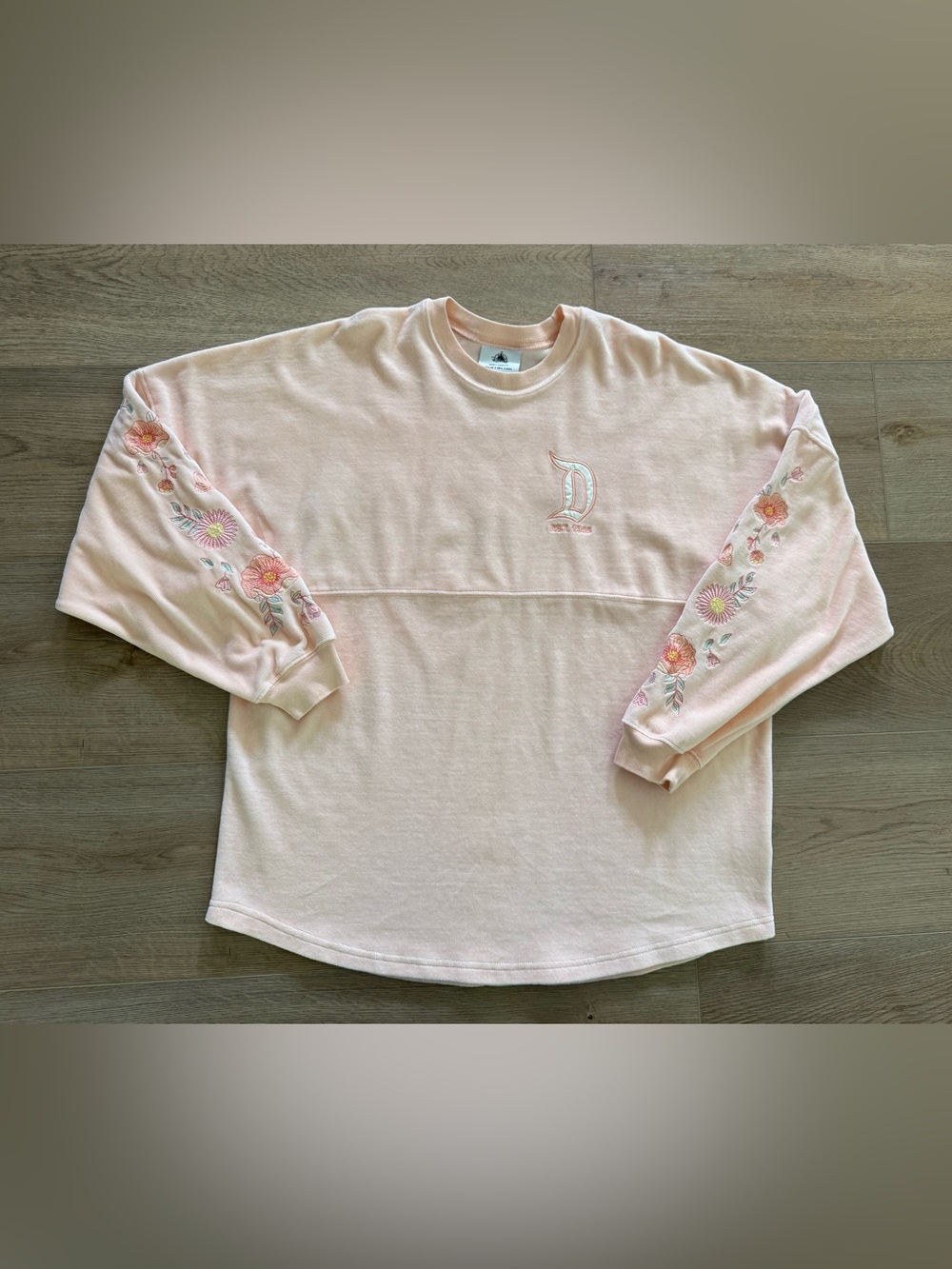 Disney Parks Velour Floral Embroidered Disneyland Spirit Jersey Oversized Large